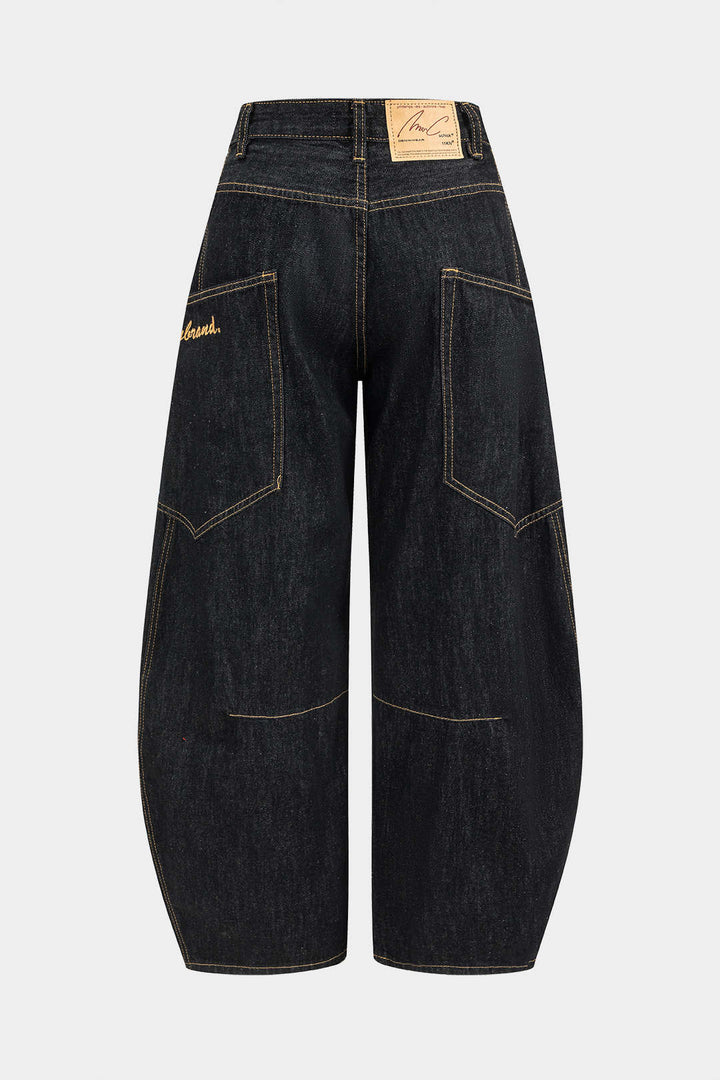 Jeans Barrel Large Vintage Lavés pour Femmes