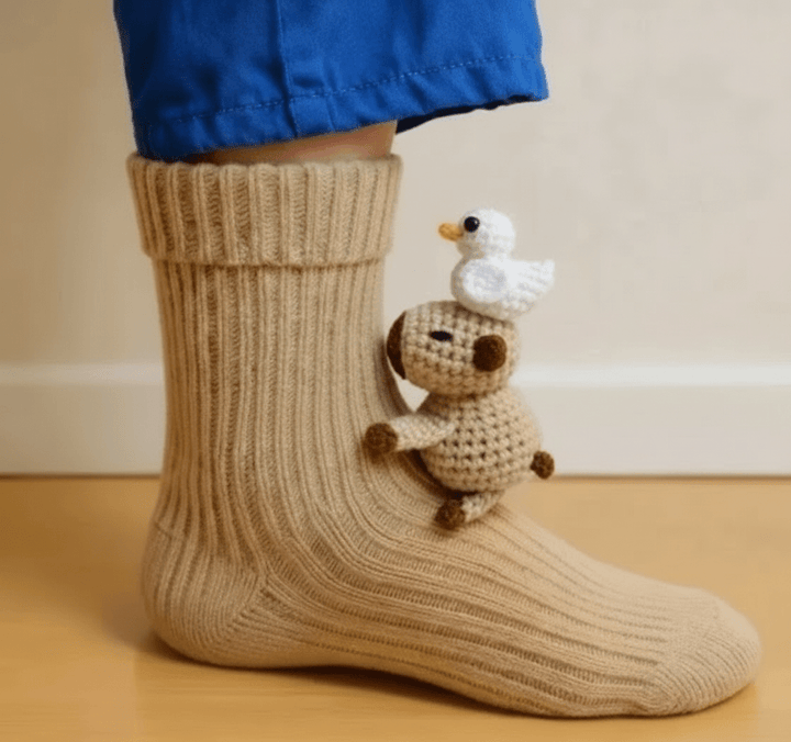 Chaussettes de Maison Confortables avec Design Animal 3D Adorable et Semelle Antidérapante Sûre