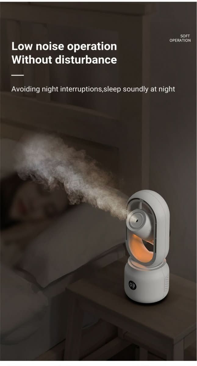 Ventilateur portable sans pales avec humidificateur et veilleuse pour un confort rafraîchissant