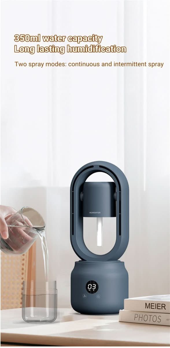 Ventilateur portable sans pales avec humidificateur et veilleuse pour un confort rafraîchissant