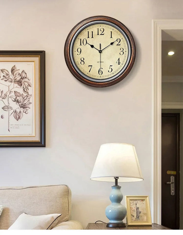 Horloge Murale en Bois Classique avec Mécanisme Silencieux