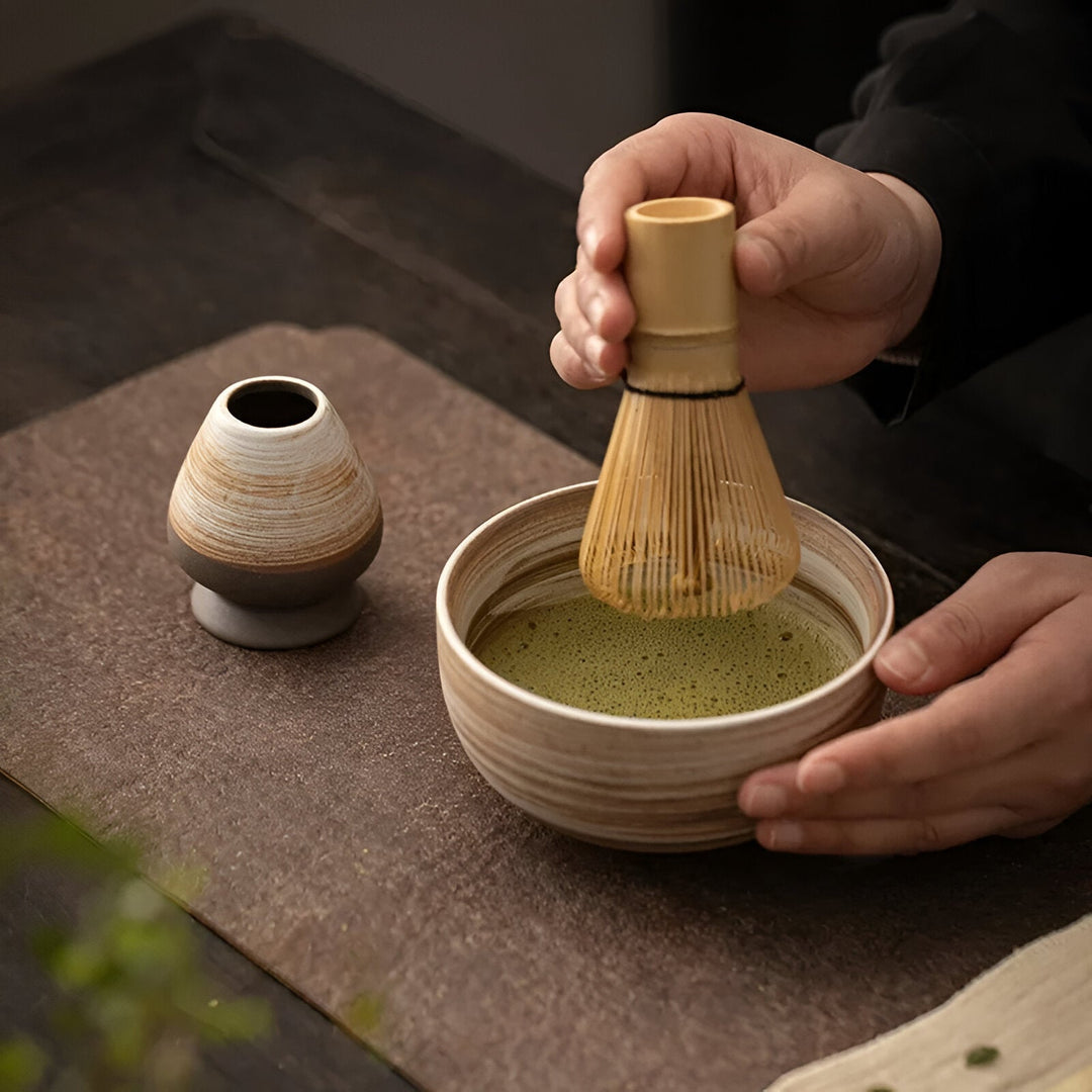 Ensemble de Thé Matcha en 4 Pièces avec Fouet en Bambou | Idéal pour la Cérémonie de Thé Traditionnelle