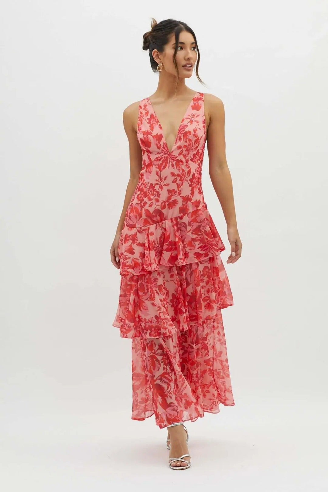 Women's V-Neck Ruffled Summer Dress | Maxi