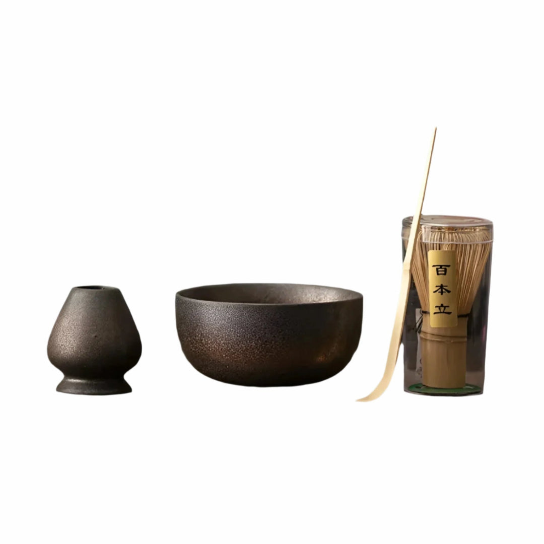Ensemble de Thé Matcha en 4 Pièces avec Fouet en Bambou | Idéal pour la Cérémonie de Thé Traditionnelle