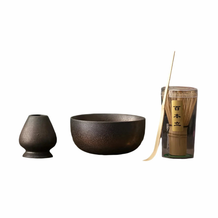 Ensemble de Thé Matcha en 4 Pièces avec Fouet en Bambou | Idéal pour la Cérémonie de Thé Traditionnelle