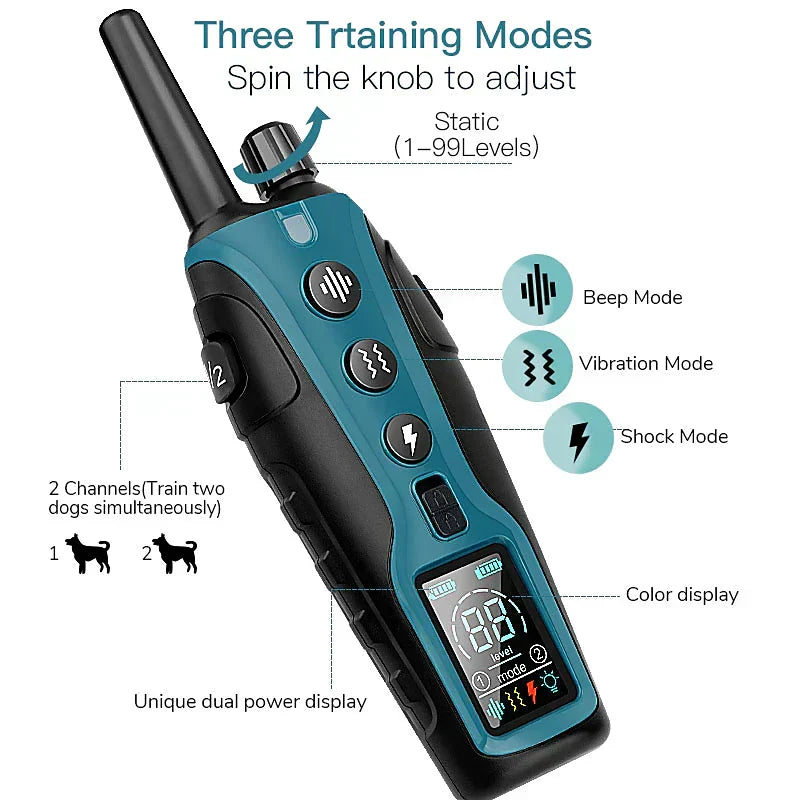 Collier de Dressage à Distance Avancé pour Chien avec Portée de 2000 Mètres