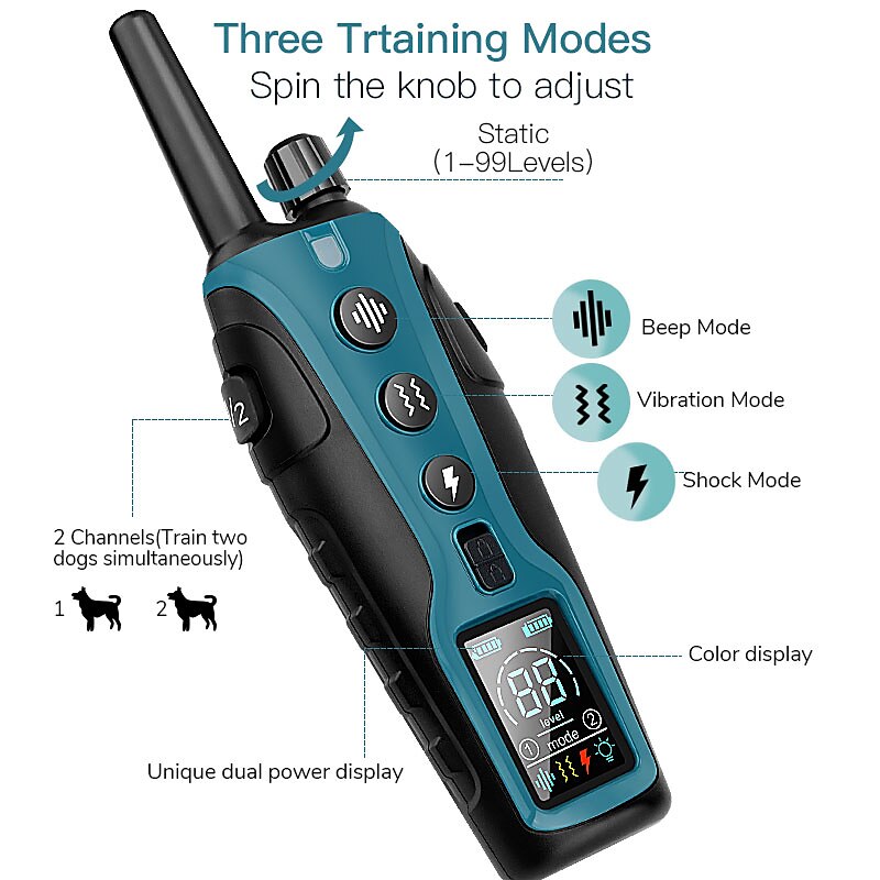 Collier de Dressage à Distance Avancé pour Chien avec Portée de 2000 Mètres