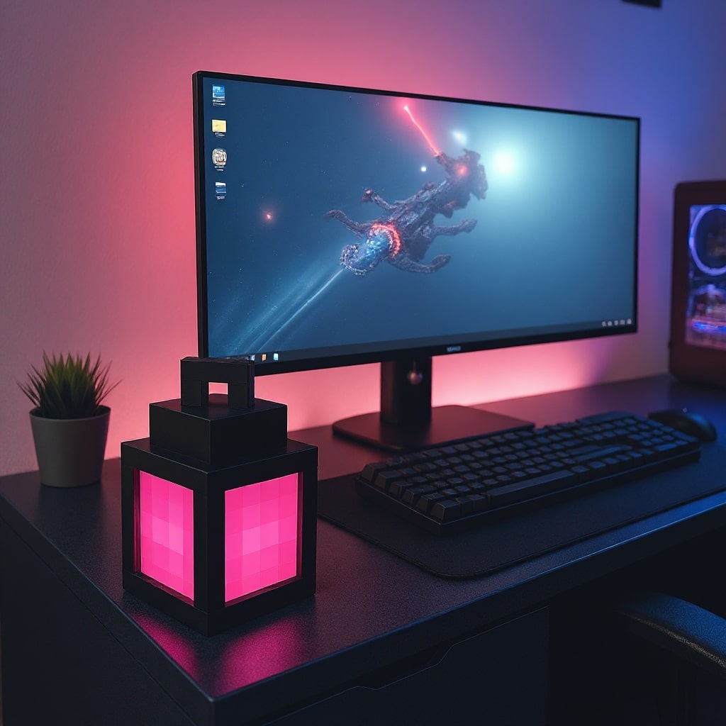 Lampe de Table Sans Fil | Lampe de Chevet | Lampe Murale Intérieure | Design Inspiré des Pixels