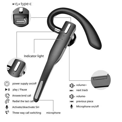 Casque/Casque Bluetooth 5.1 sans fil avec microphone double, réduction de bruit pour camionneurs