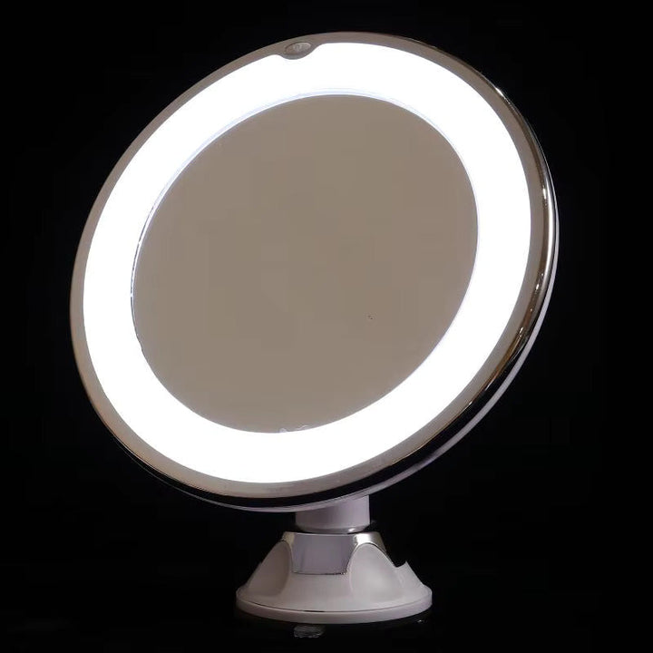 Miroir de Maquillage Rond LED Éclairé avec Lumière et Grossissement 10x