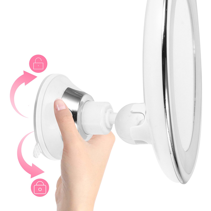 Miroir de Maquillage Rond LED Éclairé avec Lumière et Grossissement 10x