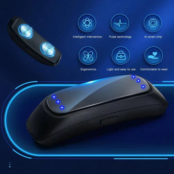 Dispositif Anti-Ronflement Intelligent Portable avec Pulsations EMS pour un Sommeil Confortable et un Soulagement de l'Apnée du Sommeil - Rechargeable par USB