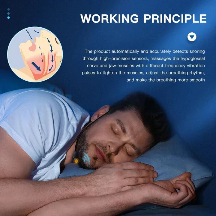 Dispositif Anti-Ronflement Intelligent Portable avec Pulsations EMS pour un Sommeil Confortable et un Soulagement de l'Apnée du Sommeil - Rechargeable par USB