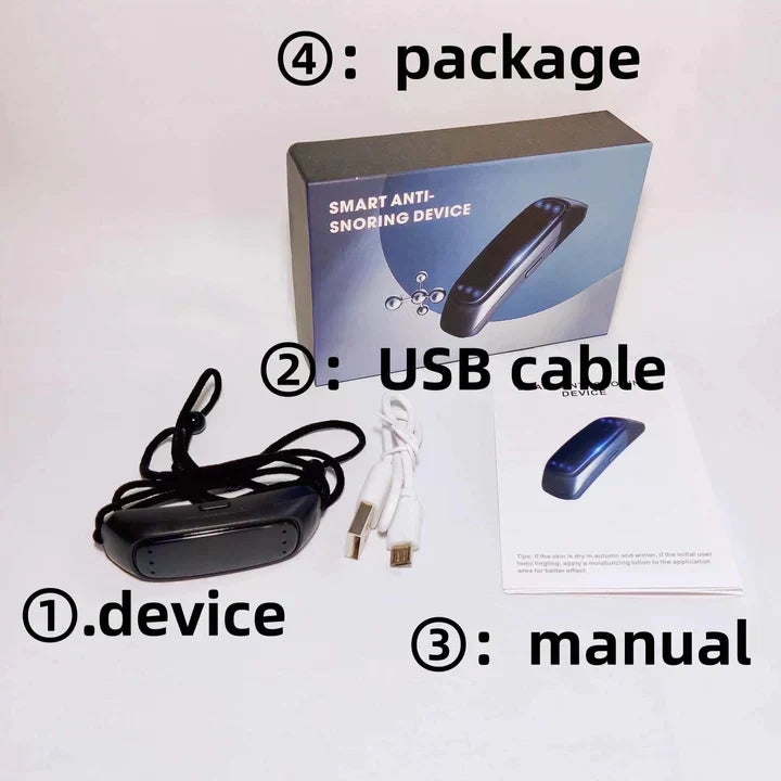 Dispositif Anti-Ronflement Intelligent Portable avec Pulsations EMS pour un Sommeil Confortable et un Soulagement de l'Apnée du Sommeil - Rechargeable par USB