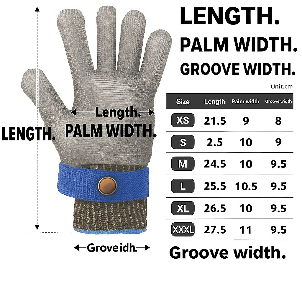 Gants de sécurité en acier inoxydable avec résistance maximale aux coupures