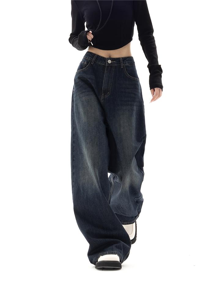 Jean boyfriend baggy vintage bleu foncé des années 90