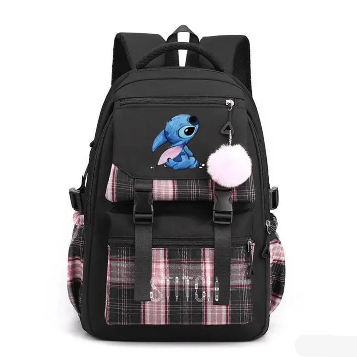 Sac à dos scolaire spacieux avec design Stitch
