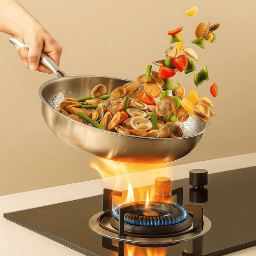 Poêle à Frire en Titane Premium – Ustensiles de Cuisine Non Revêtus de Haute Qualité pour Tous Types de Cuisinières