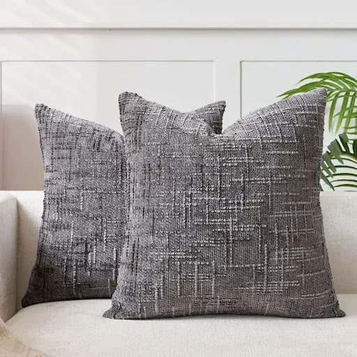 Coussin Décoratif en Chenille avec Texture Bambou en Couleur Unie pour Canapé et Chambre