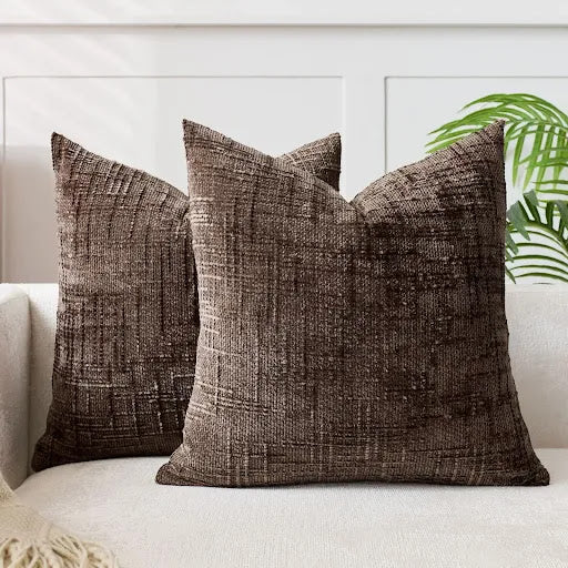 Coussin Décoratif en Chenille avec Texture Bambou en Couleur Unie pour Canapé et Chambre