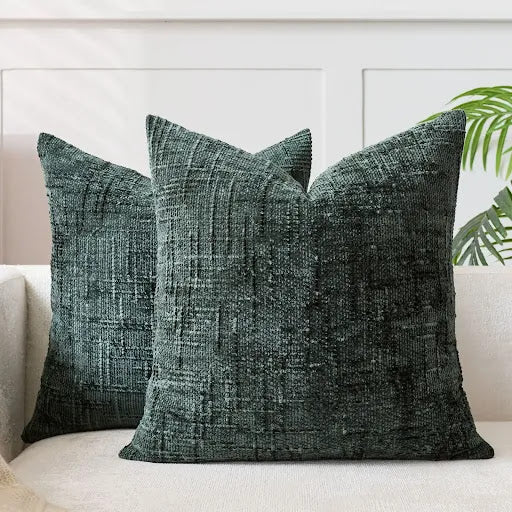 Coussin Décoratif en Chenille avec Texture Bambou en Couleur Unie pour Canapé et Chambre
