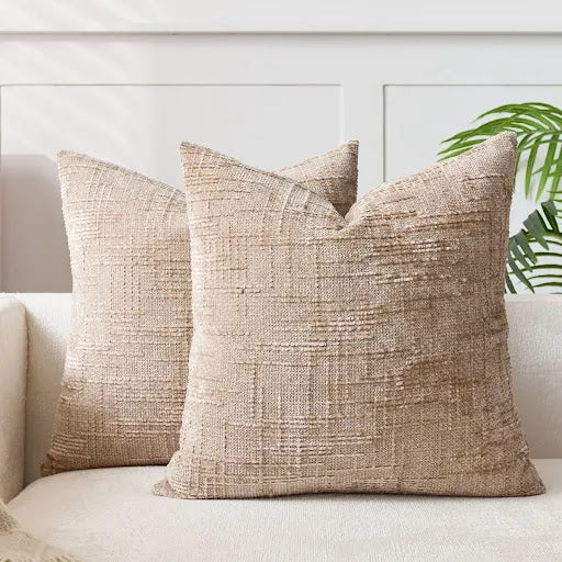 Coussin Décoratif en Chenille avec Texture Bambou en Couleur Unie pour Canapé et Chambre