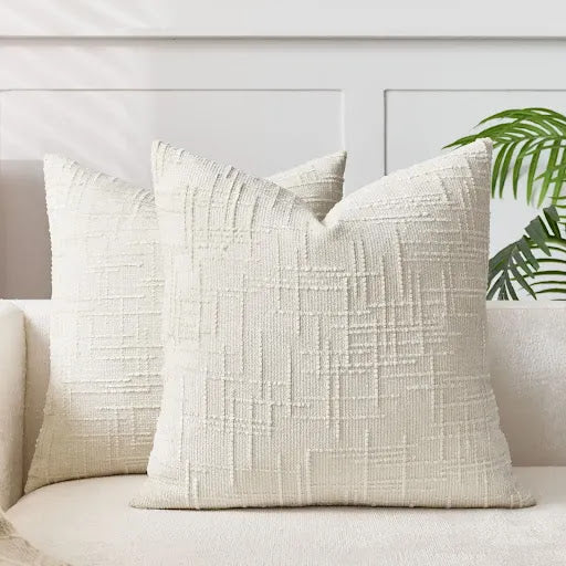 Coussin Décoratif en Chenille avec Texture Bambou en Couleur Unie pour Canapé et Chambre