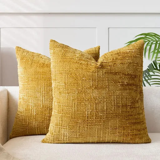 Coussin Décoratif en Chenille avec Texture Bambou en Couleur Unie pour Canapé et Chambre
