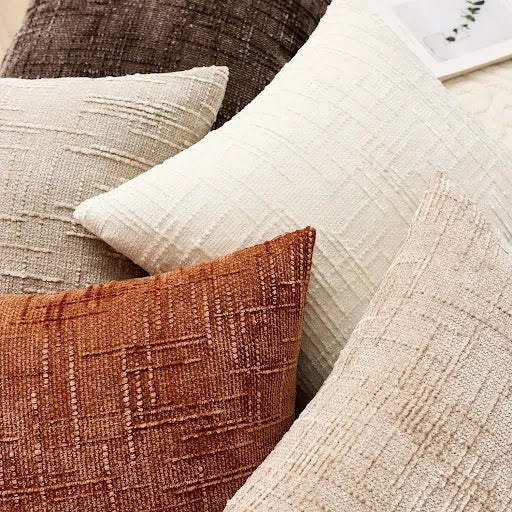 Coussin Décoratif en Chenille avec Texture Bambou en Couleur Unie pour Canapé et Chambre