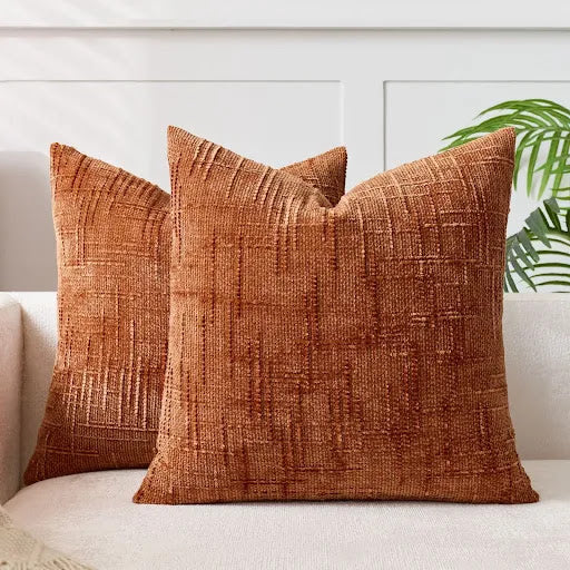Coussin Décoratif en Chenille avec Texture Bambou en Couleur Unie pour Canapé et Chambre