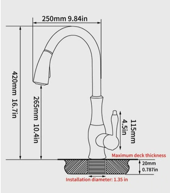 Robinet de Cuisine Rétractable | Robinet d'Évier | Robinet de Lavabo de Cuisine